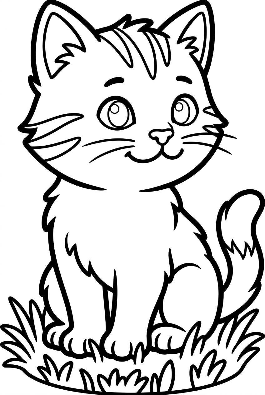 Chaton mignon assis sur l’herbe