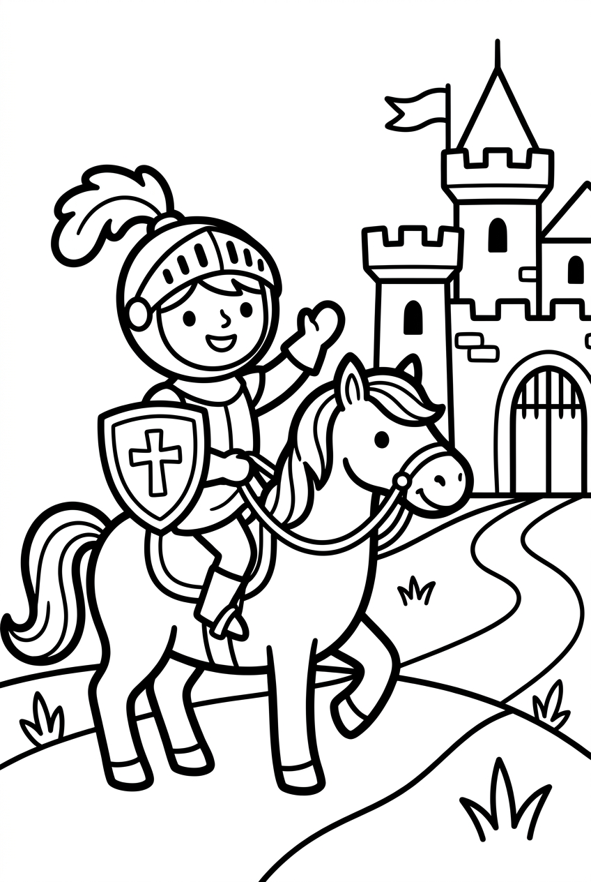 chevalier chevauchant près du château