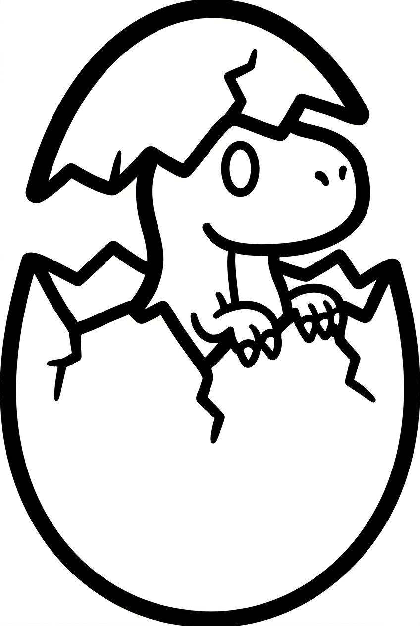 Bébé dinosaure sortant de son œuf