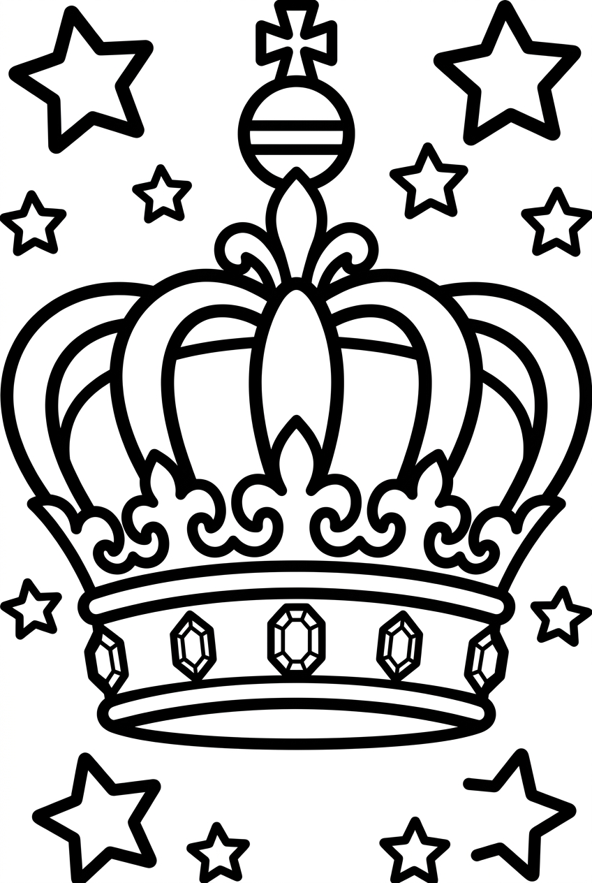 Couronne royale avec des étoiles autour