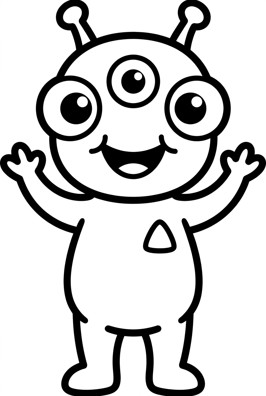 extraterrestre souriant avec trois yeux
