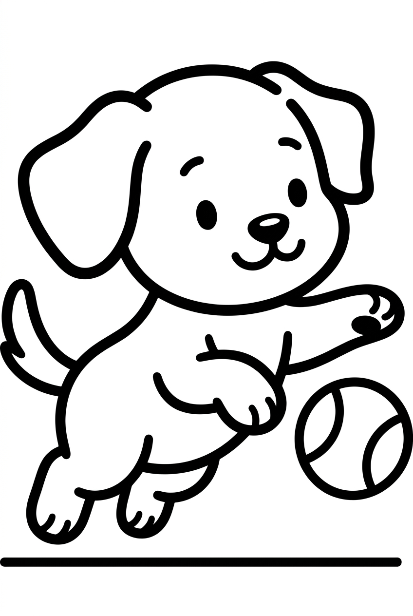 Chiot jouant avec une balle