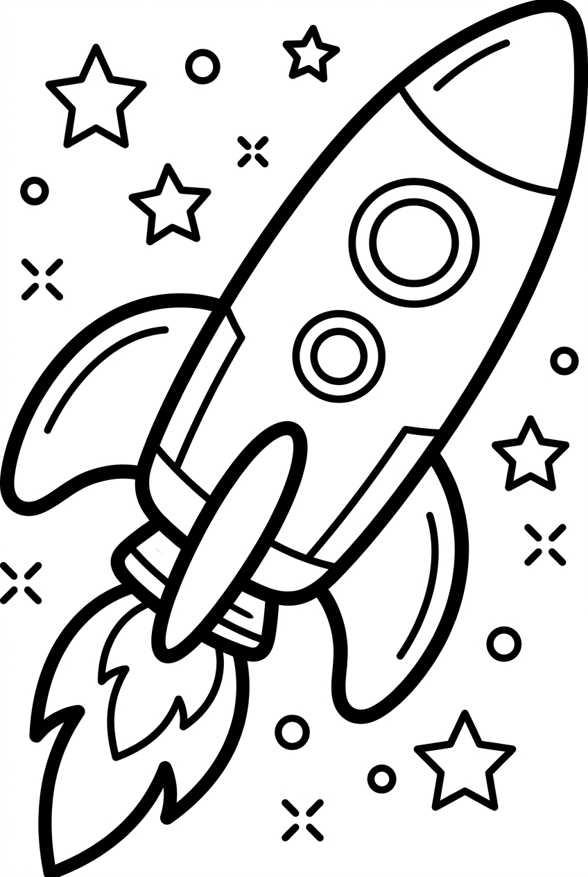 Fusée volant dans l’espace avec des étoiles autour