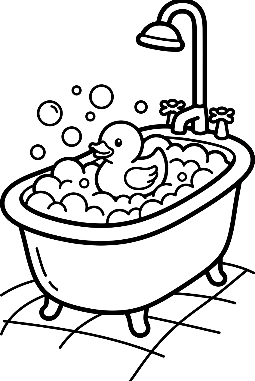 baignoire avec bulles et canard en plastique