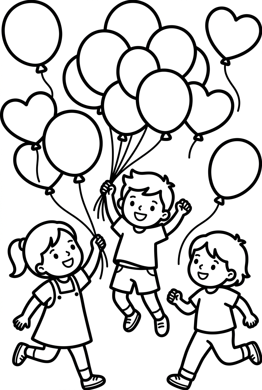 enfants qui jouent avec des ballons