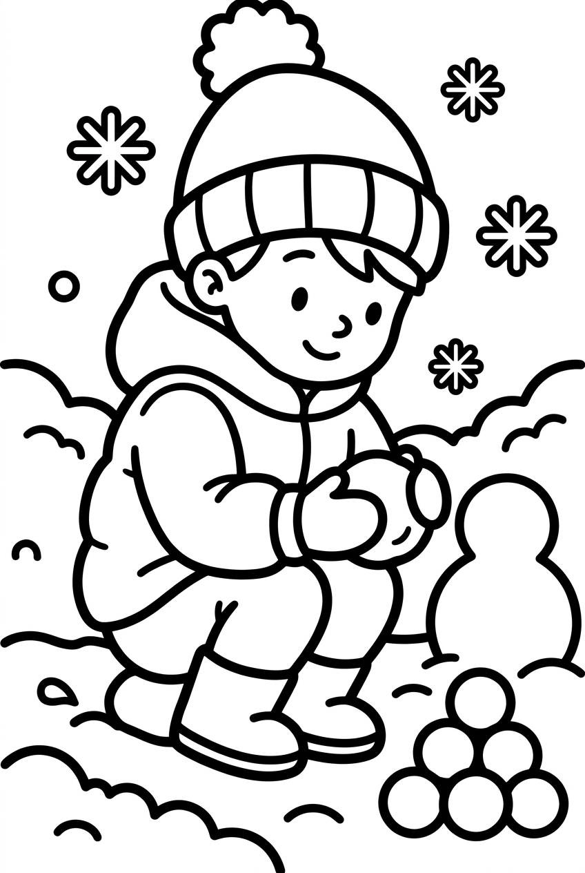 enfant qui joue avec la neige