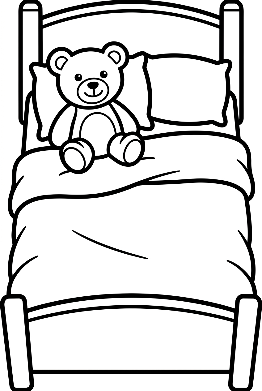 lit avec doudou posé sur l’oreiller