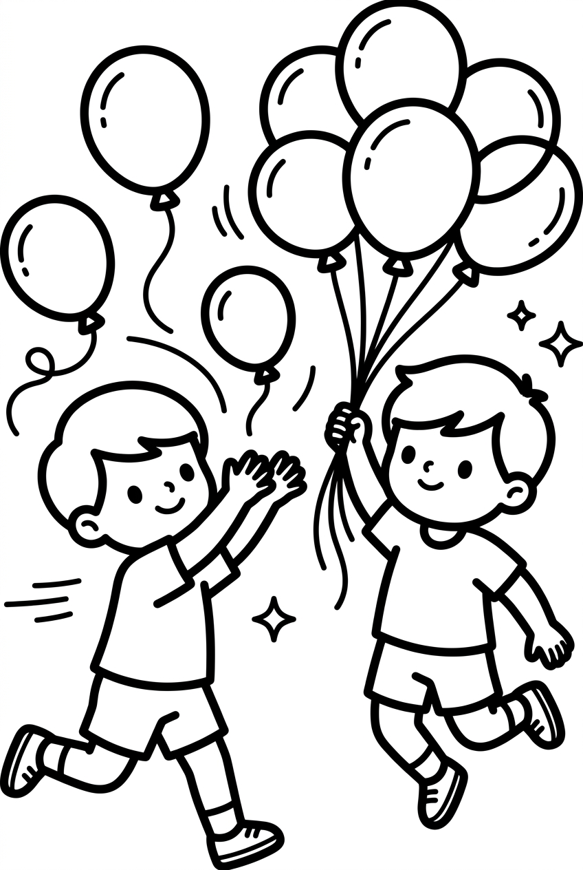 petits garçons qui jouent avec des ballons