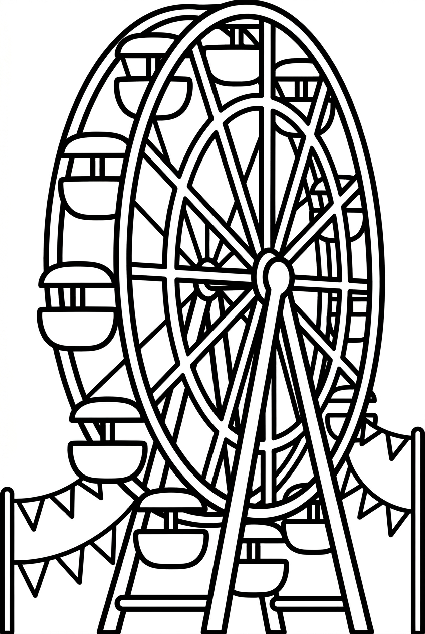 grande roue entourée de drapeaux