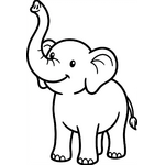Éléphant mignon avec sa trompe levée