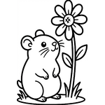 Hamster regardant une fleur