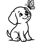 Chiot avec un papillon