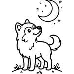 Loup regardant la lune