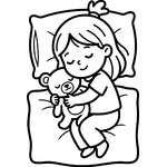 petite fille endormie avec doudou