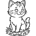 Chaton mignon assis sur l’herbe