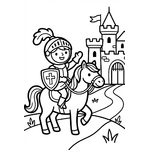 chevalier chevauchant près du château
