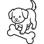 Chiot jouant avec un gros os