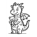 dragon avec un jouet dans la main