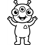 extraterrestre souriant avec trois yeux
