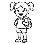 petite fille heureuse avec cartable