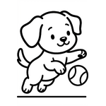 Chiot jouant avec une balle