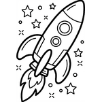Fusée volant dans l’espace avec des étoiles autour