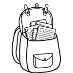 cartable ouvert avec cahiers dedans