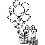 cadeaux posés près de ballons