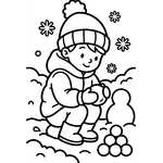 enfant qui joue avec la neige