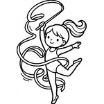 petite fille gymnaste qui fait tourner un ruban