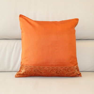 crea-arz-deco-Housse de coussin orange safran, en soie