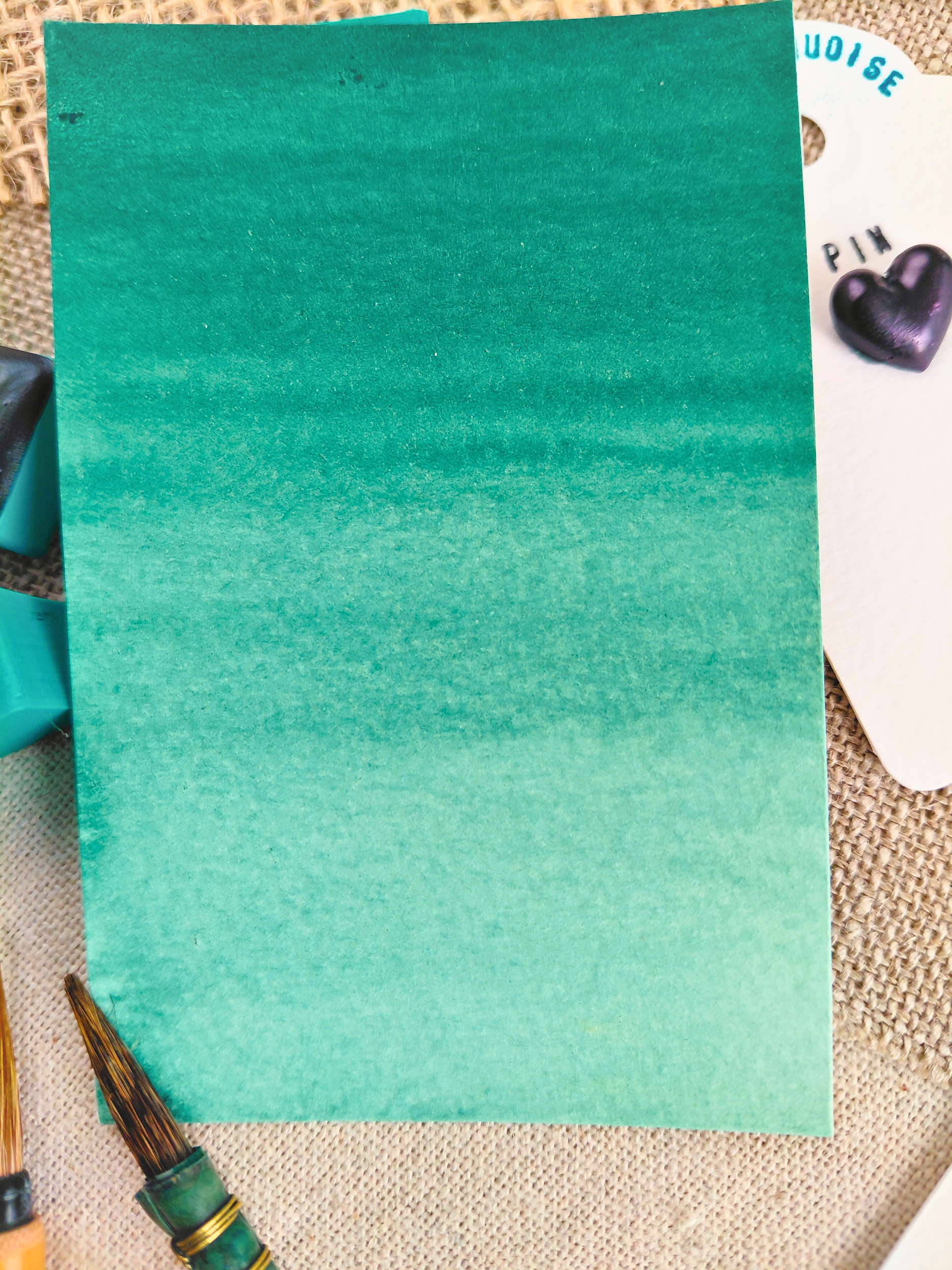 PIN – aquarelle artisanale vert bleuté