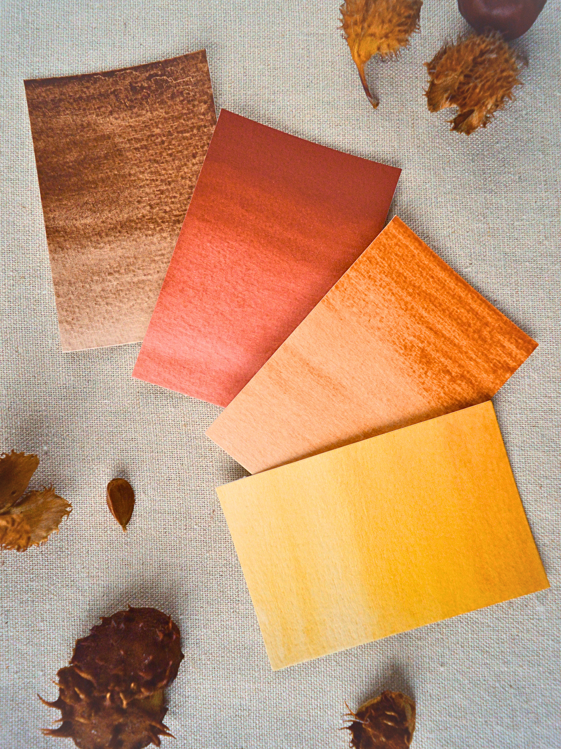 ODE AUTOMNALE – nuancier des 4 aquarelles artisanales