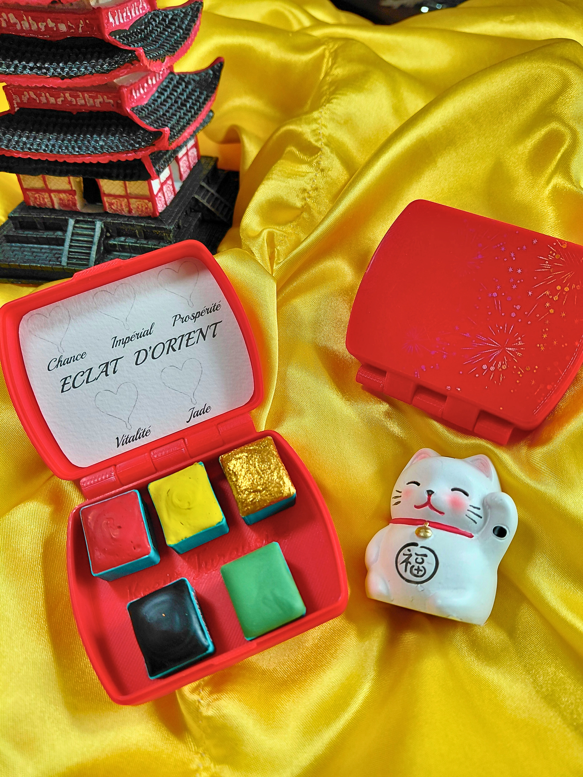 ÉCLAT D’ORIENT – set de 5 aquarelles artisanales dans son écrin