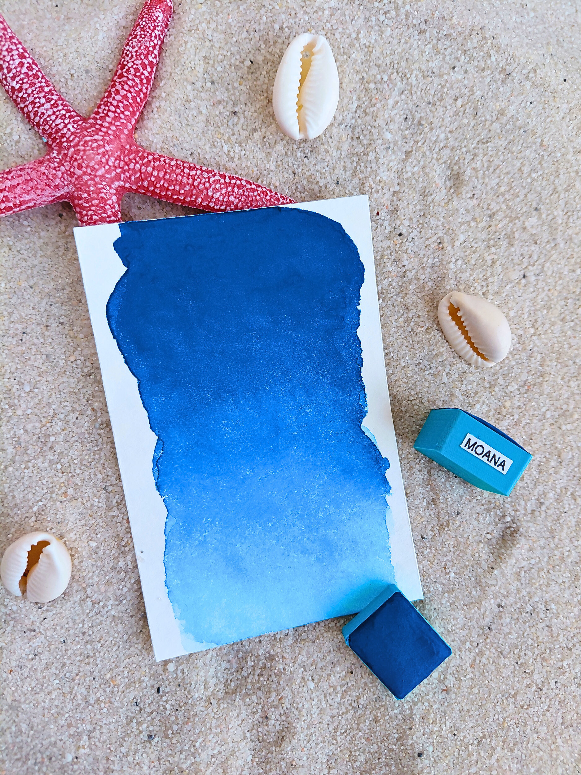 MOANA – aquarelle artisanale bleu océan avec deux godets
