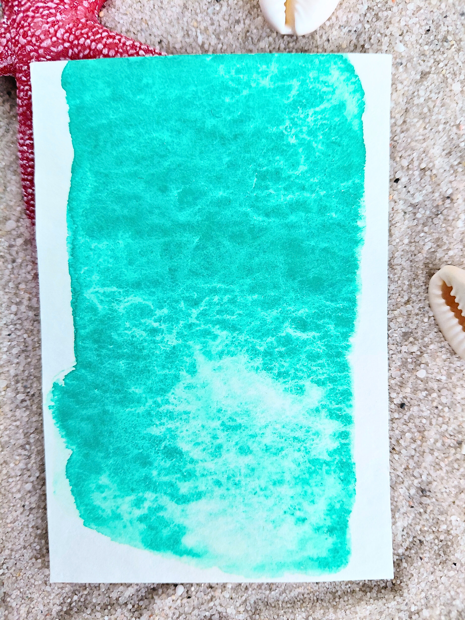 TAIROTO – aquarelle artisanale turquoise à granulation
