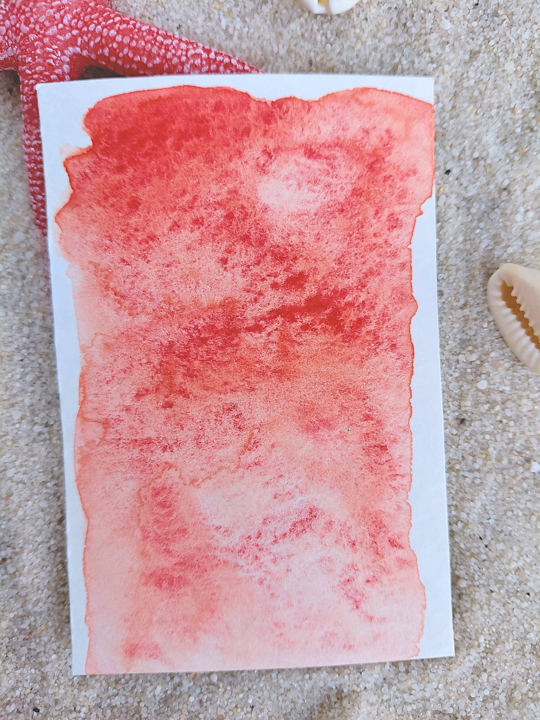 TO’A – aquarelle artisanale duochrome rouge orangé et rose