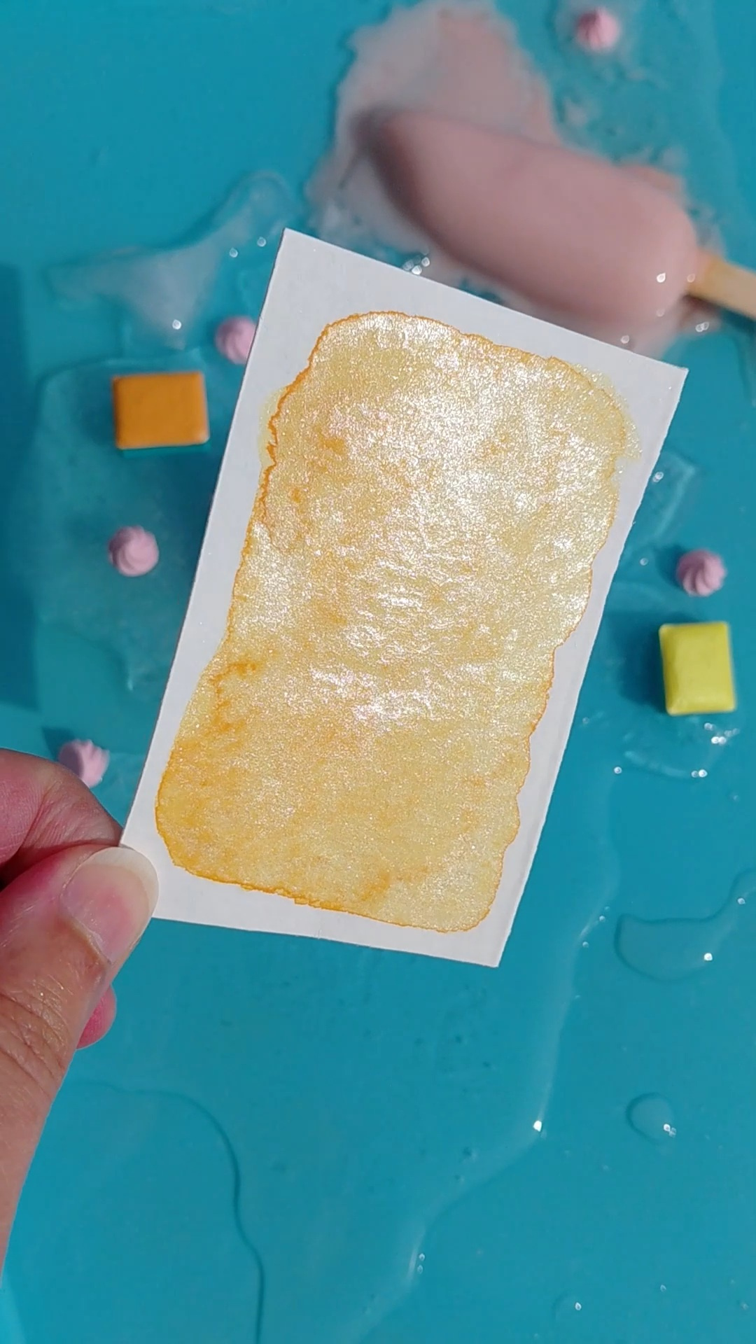 SORBET MELON – aquarelle orange nacré aux reflets scintillants