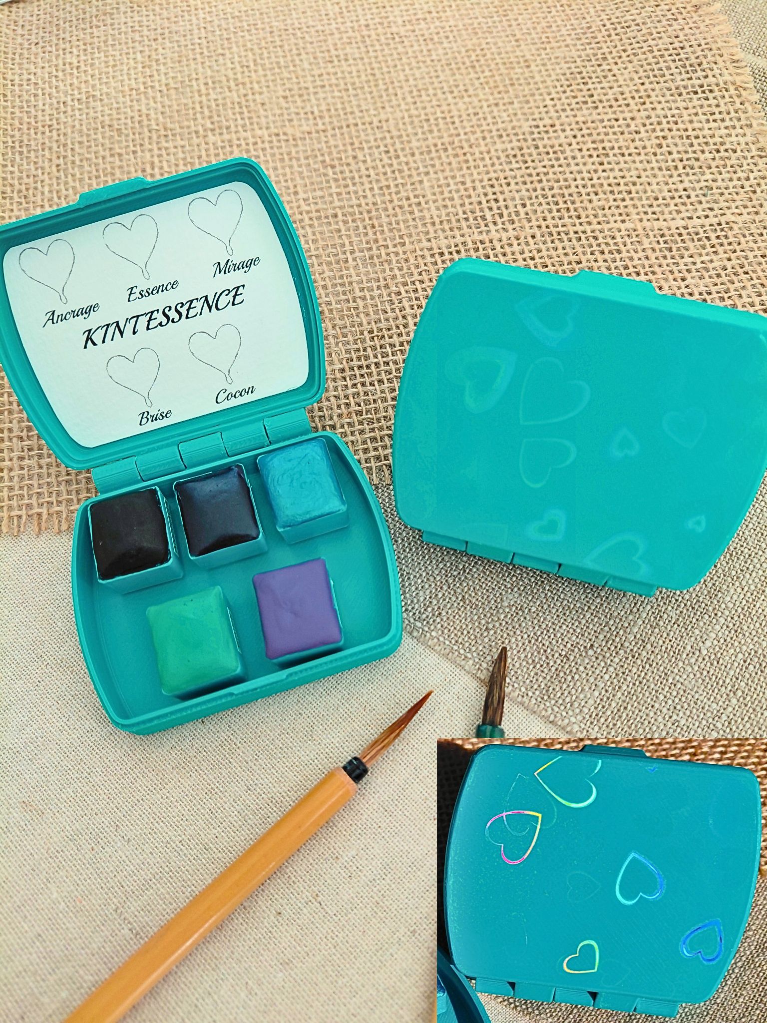 KINTESSENCE – set de 5 aquarelles artisanales dans son écrin