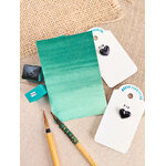 PIN – aquarelle artisanale vert bleuté avec pinceaux et nuancier