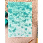 LICHEN – aquarelle artisanale vert bleuté à granulation
