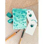 LICHEN – aquarelle artisanale vert bleuté à granulation avec pinceaux et nuancier