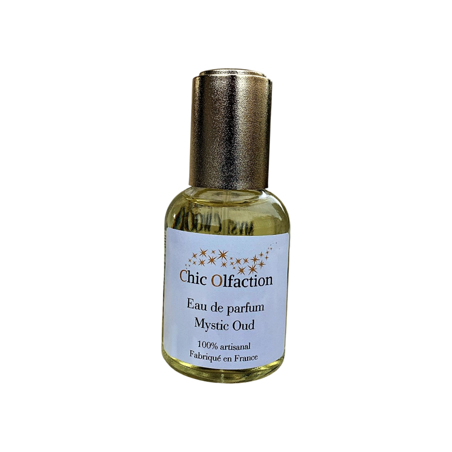 50 ml flacon deau de parfum sur fond blanc intitulé mystic oud de la marque chic olfaction