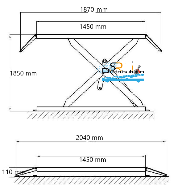 dimensions pont elevateur ciseaux a poser 3 tonnes 220 volts