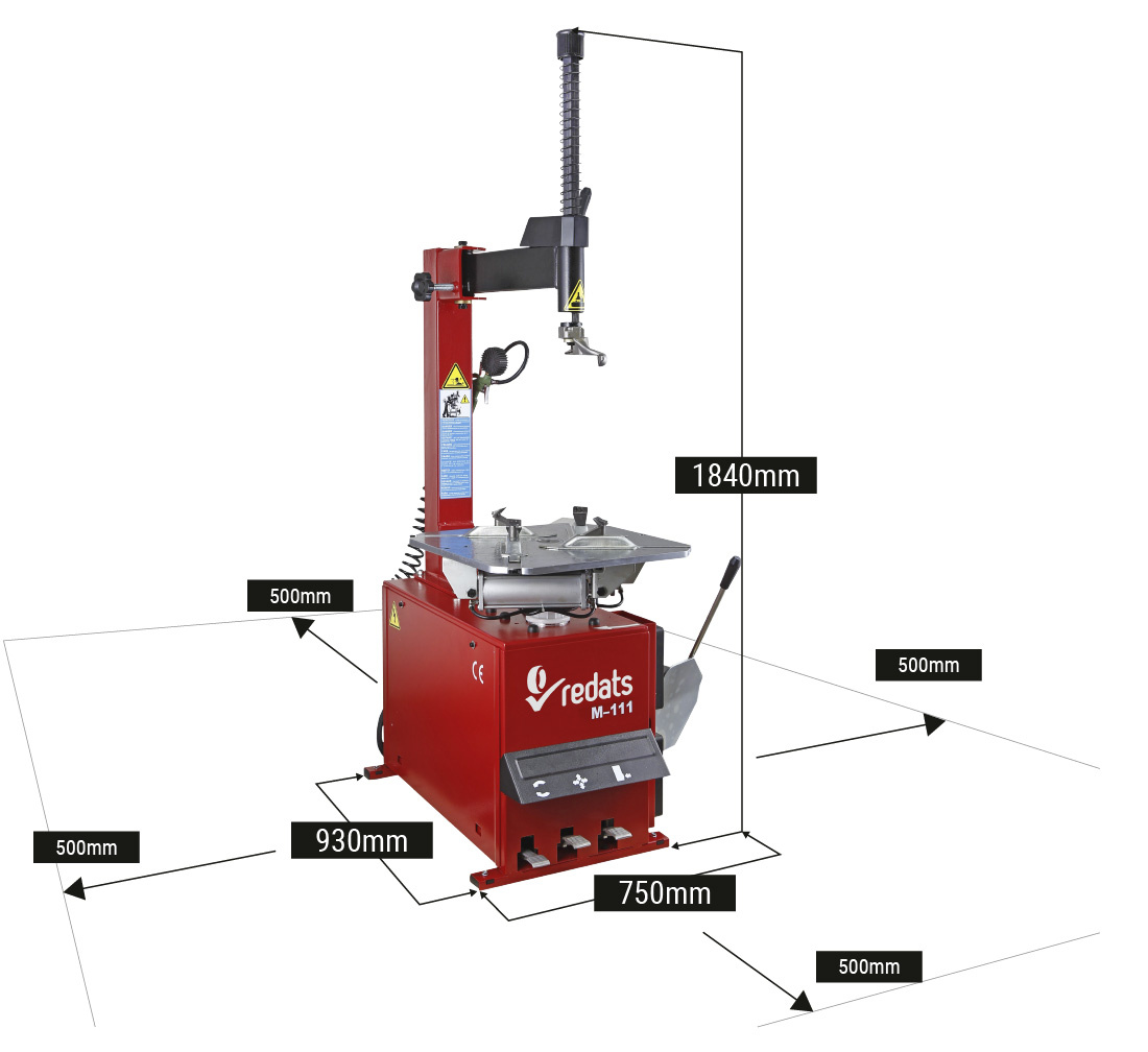 dimensions machine à pneu 220v