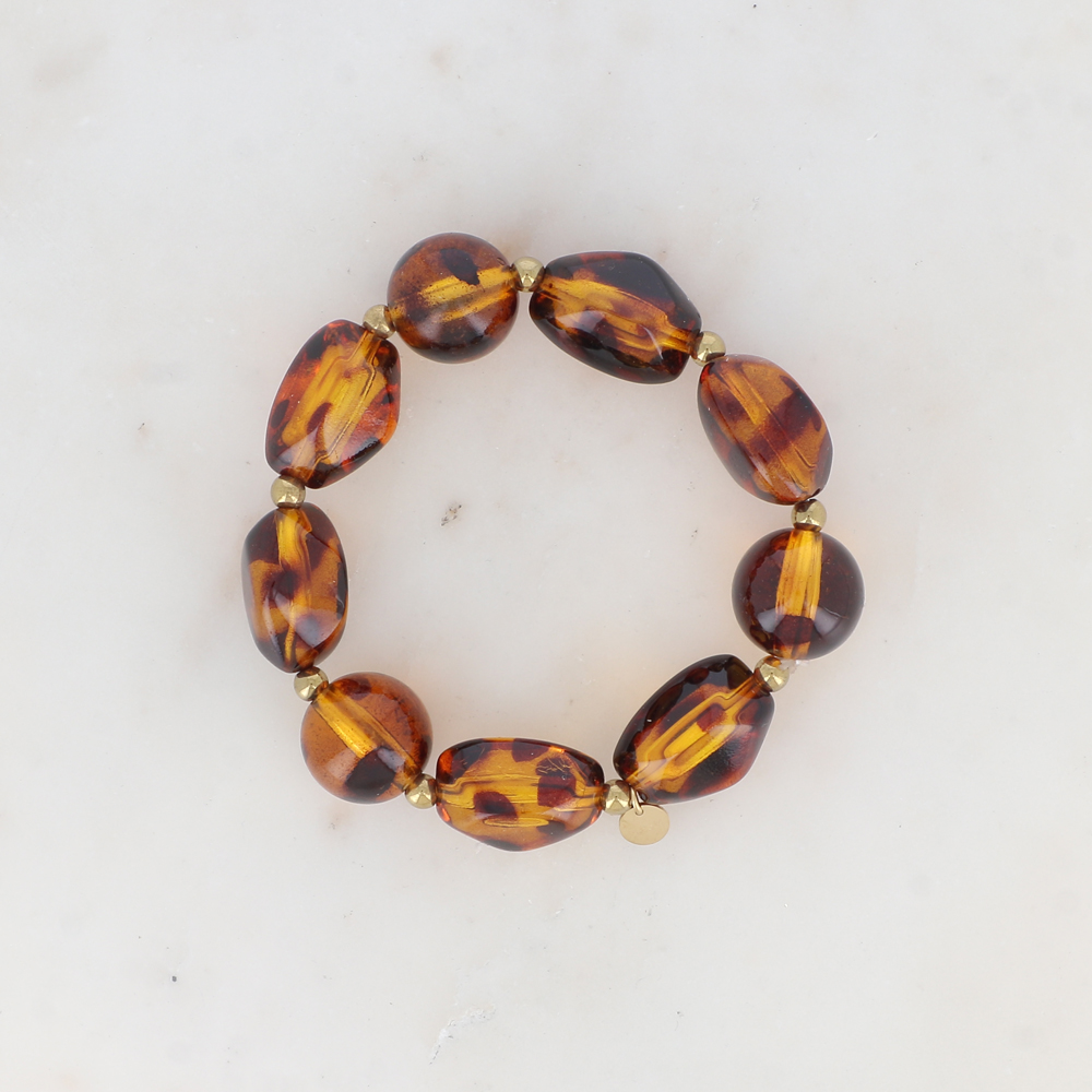 Bracelet Ambrine élastique avec perle