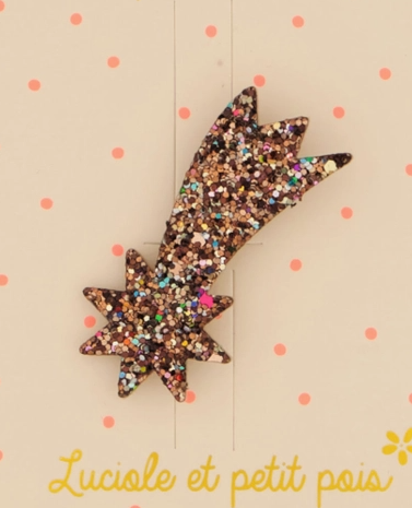 Broche étoile filante-Paillettes bronze 1
