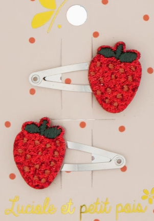 Barrette mini fraise (Paire)