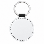 Porte-clés rond blanc cousu