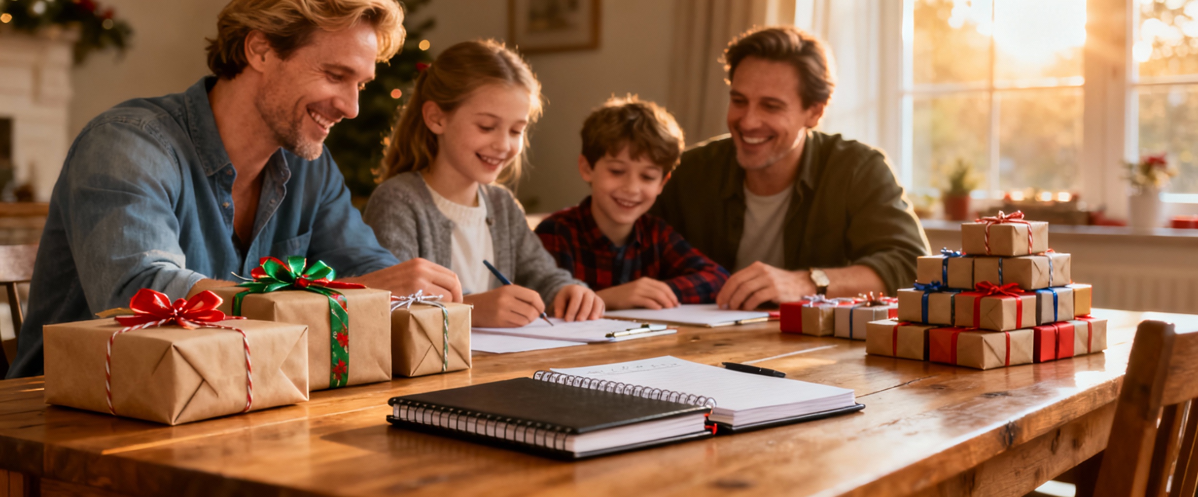 famille planifie cadeaux de noel